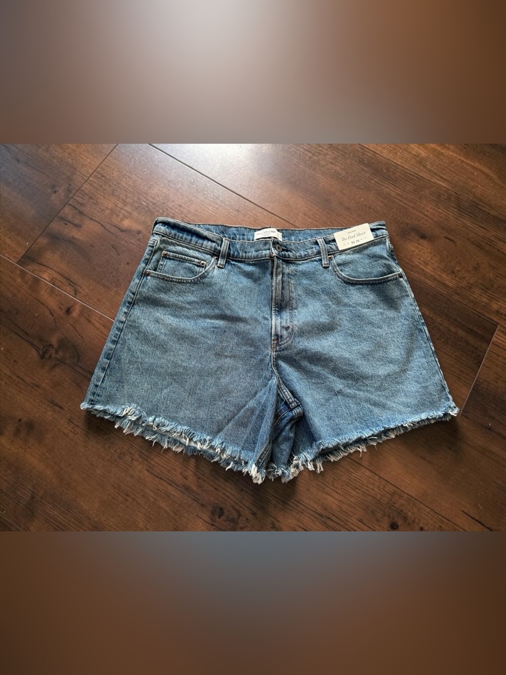 Abercrombie & Fitch The Dad Short High Rise Frayed Denim Shorts Women’s 33